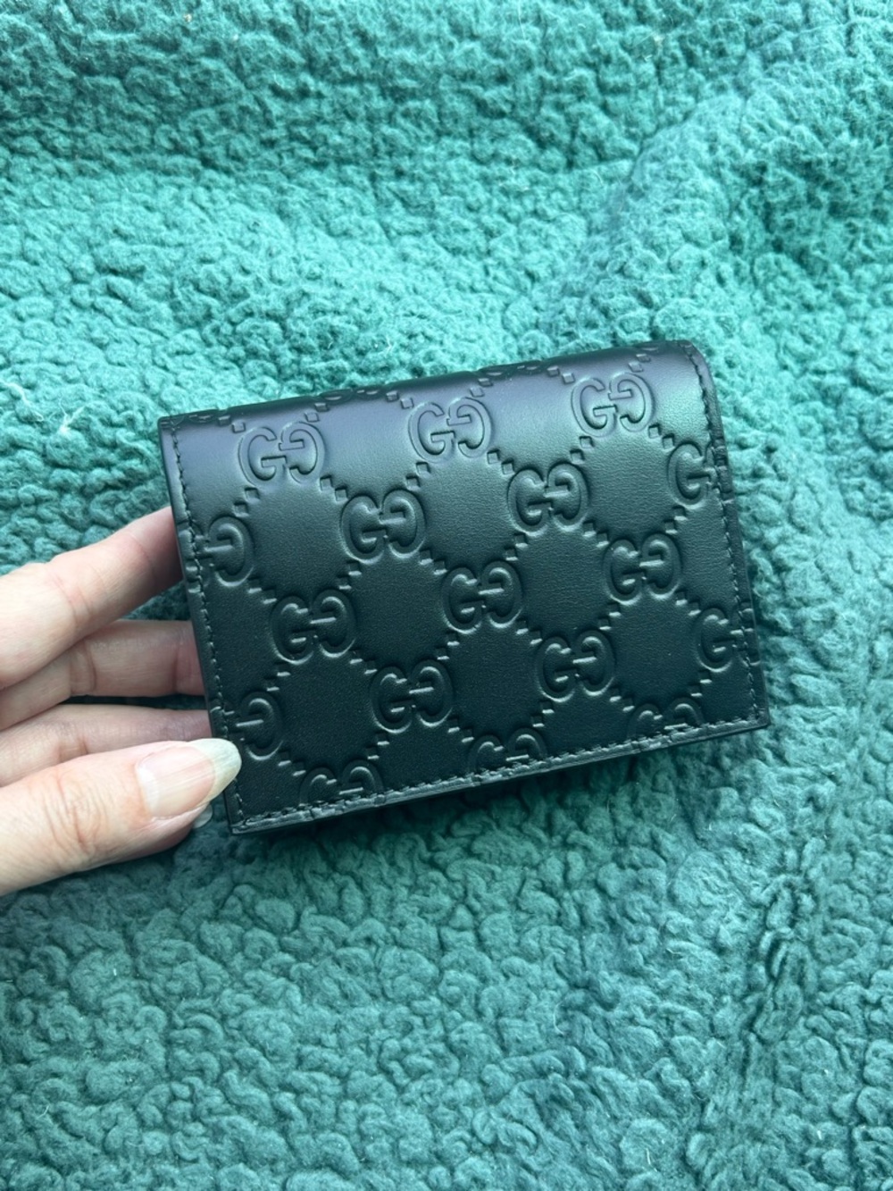 NWT Authentic Gucci Guccissima Big Cat 🐱 Leather Mini Wallet Black - Picture 3 of 11